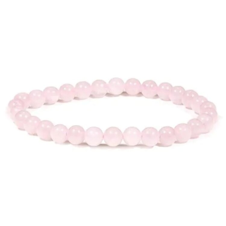 Armband &ndash; Rozenkwarts&ndash; Natuurstenen kralen &ndash; 20 cm &ndash; &Oslash; 6mm.