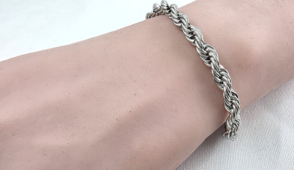 Edelstahl Silberfarbenes gedrehtes Armband, 18,19, 21 cm