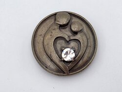 Magnetbrosche &ndash; Design: Mutter und Kind &ndash; Antikbronze &ndash; &Oslash; 4,5 cm