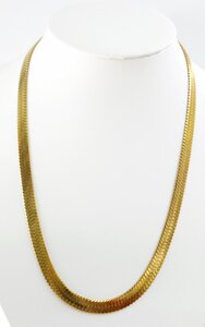 Flache Choker-Halskette aus Edelstahl, goldfarben, L 45 + 5 cm, B 6 mm