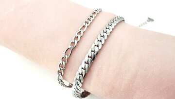 Armband 2 laags RVS - Lengte 17 of 19 met 6 cm - Zilverkleurig