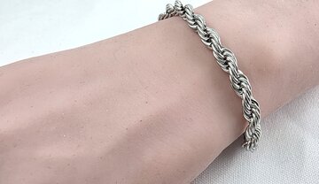 RVS Zilverkleurige twisted armband, 18, 19, 20 of 21 cm