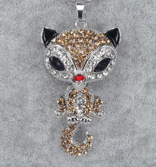 Fuchs, farbige Strass, beweglich