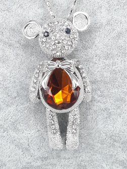 gro&szlig;er Teddyb&auml;r, K&ouml;rper farbiger facette glass, schwarz Facette augen, strass