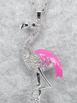 grote Flamingo, vleugel gekleurd, zwarte oog, strass