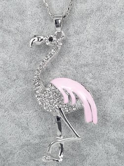 grote Flamingo, vleugel gekleurd, zwarte oog, strass