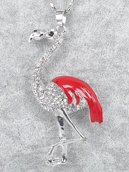 gro&szlig;er Flamingo, Fl&uuml;gel farbig, schwarzes auge, strass