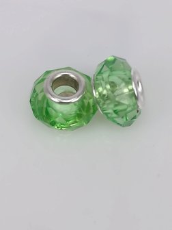 Charm pandorastyle facet Glas, Gr&uuml;n, pro 16 St