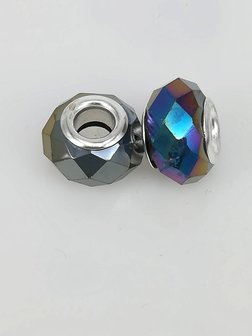 Charm pandorastyle facet Glas, AB. pro 16 St