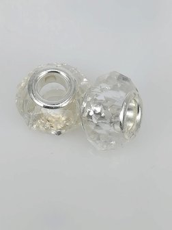 Charm pandorastyle facet Glas, weiss. pro 16 St