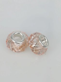 Charm pandorastyle facet Glas, Hellrosa. pro 16 St