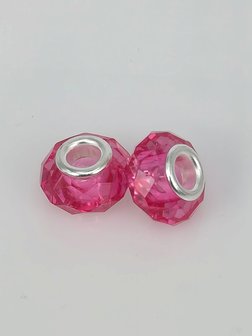 Charm pandorastyle facet Glas, fuchsia. pro 16 St