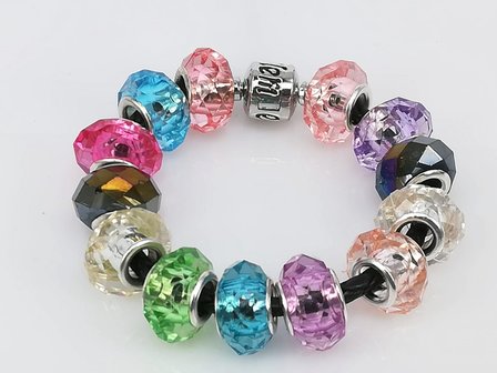 Charm pandorastyle facet Glas, turkoois, pro 16 St