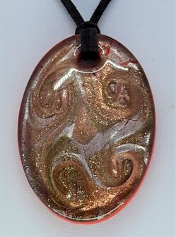 Anh&auml;nger: oval mit Gold-Silber-Murano