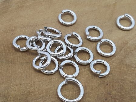 RVS Open ringetje, 5 mm, extra sterk, zilverkleurig, per 100