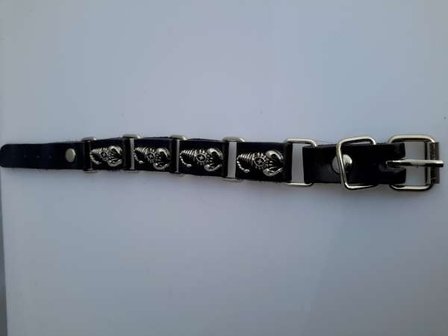 PU leren armband, 4 leren schakels met metalen stud skorpioen, zwart