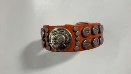 Leren armband met gesp &amp; Diesellook studs, terracotta, bruin