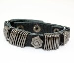 Leren armband &#039;&#039;Sport&#039;&#039; met studs en ringen, zwart en bruin