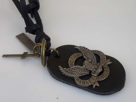 Leren veterketting, zwart, harley davidson