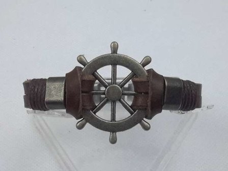 Armband gevlochten leer zwart.