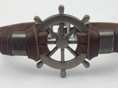 Armband gevlochten leer zwart.