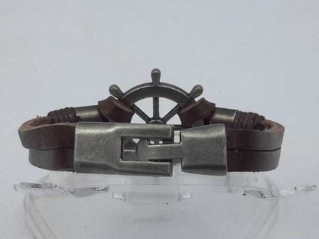 Armband gevlochten leer zwart.