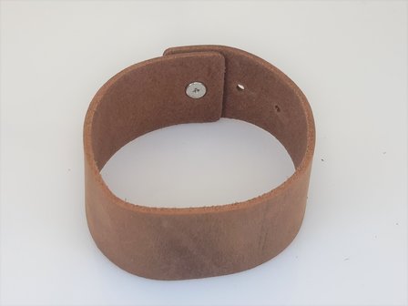 Leren Armband, breed, knoopsluiting