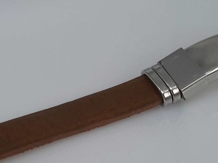 Leder Armband Braun, GravurPlatte in halter, Edelstahl-Verschluss