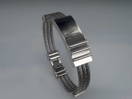 Edelstahl Armband 3 kabel, Platte, 3 St&auml;be