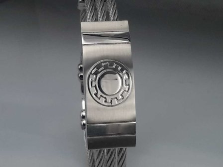 Edelstaal Armband 3 kabel, plaat, tandwiel motief