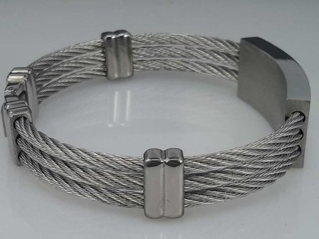 Edelstaal Armband 3 kabel, plaat, tandwiel motief