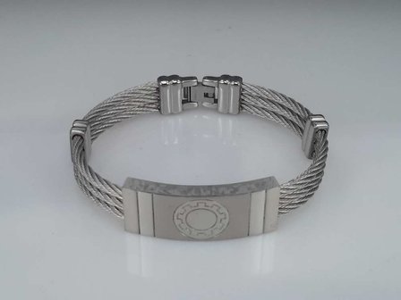 Edelstahl Armband 3 kabel, Platte, Zahnrad motiv