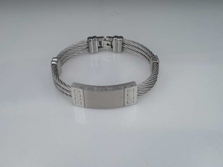 Edelstaal Armband 3 kabel, plaat, motief