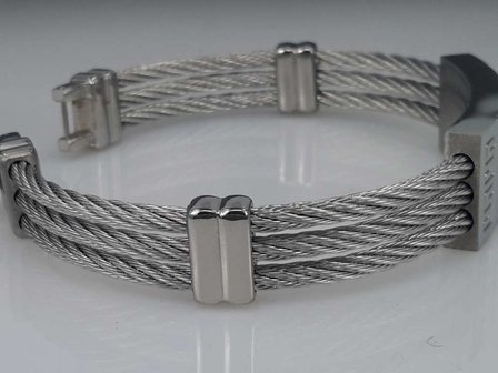 Edelstaal Armband 3 kabel, plaat, motief