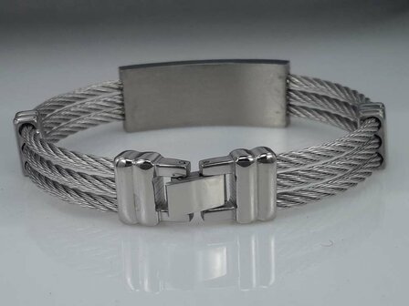 Edelstahl Armband 3 kabel, Platte, Halbkreis motiv