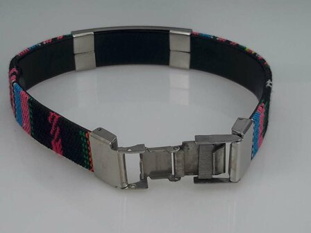 Aztec gewoven armband, plaat + schorpioen, sluiting edelstaal