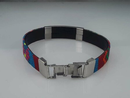 Aztec gewebtes Armband, Platte + Fische, Verschluss, Edelstahl