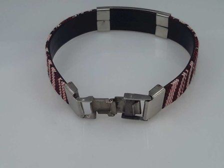 Aztec gewoven armband, plaat + vis, sluiting edelstaal