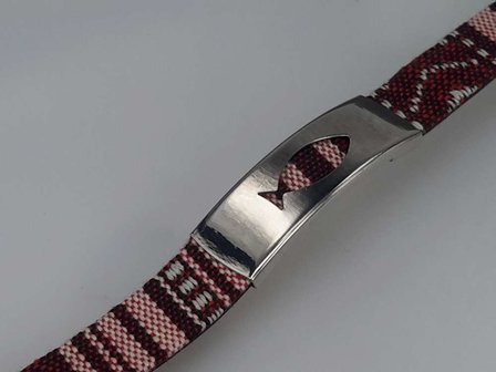 Aztec gewoven armband, plaat + vis, sluiting edelstaal