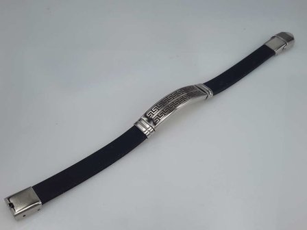 Armband Schwarz, GravurPlatte vertieft, 2 deko schraube, Verschluss, Edelstahl