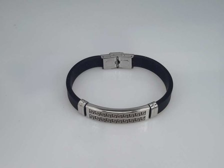 Armband Schwarz, GravurPlatte vertieft, 2 deko schraube, Verschluss, Edelstahl