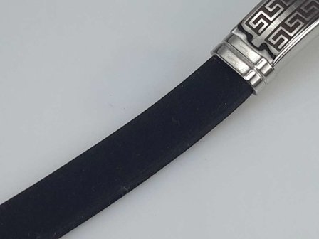 Armband Schwarz, GravurPlatte vertieft, 2 deko schraube, Verschluss, Edelstahl