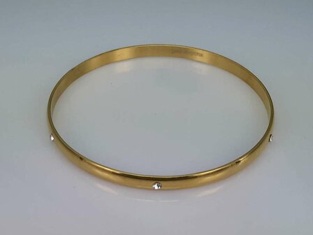 Edelstahl Slave Armband Goldfarbe mit 6 Kristall um ihn herum.