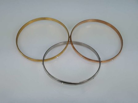 Set (Silber, Gold, Ros&eacute;) Edelstahl Slave Armband mit 6 Kristall um ihn herum.