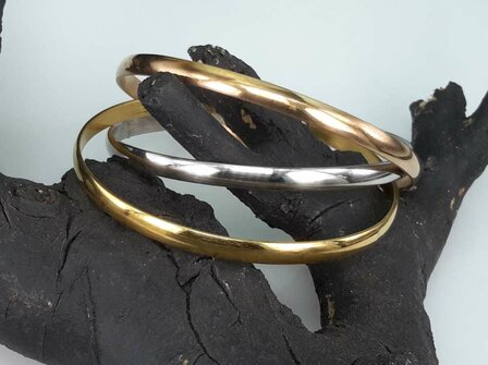 Set (Silber, Gold, Ros&eacute;) Edelstahl Slave glatt Armband.