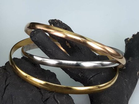 Set ( zilver,goud,rose kleur ) edelstaal gladde slaaf Armband.