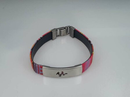 Aztec gewebtes Armband, Platte + Drachen, Verschluss, Edelstahl