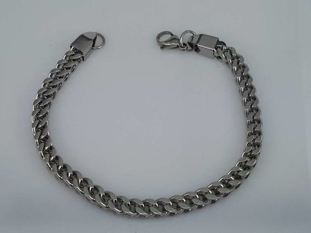 Edelstahl K&ouml;nig armband, Quadrat Gourmet- gliede, L 22 cm