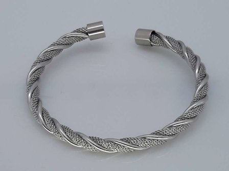 Slaven-Armband, kabel &amp; mesh gedraaid, buigbaar, edelstaal