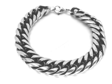 Armband, grove rond ovaal schakel, karabijn sluiting, edelstaal